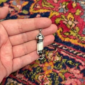 Zebra Jasper Crystal Point Pendant Necklace